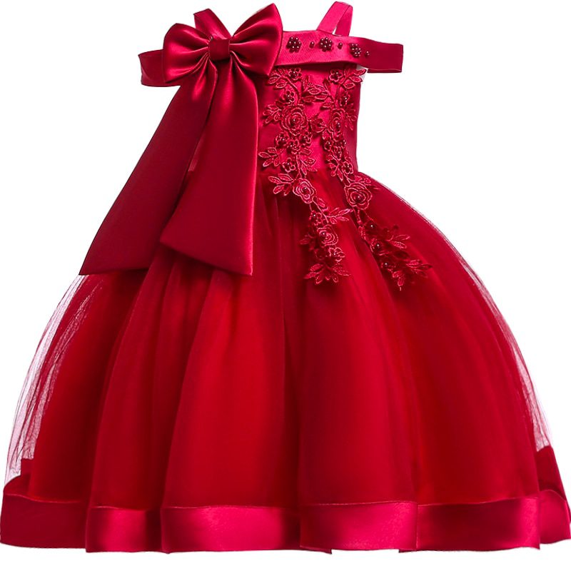 Robe de princesse en soie brodée pour petites filles, vêtements d’hiver élégants à fleurs pour fête de noël Halloween pour enfants