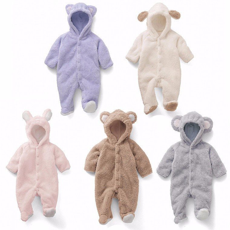 Nouveau-né bébé barboteuse hiver Costume bébé garçons vêtements corail polaire chaud bébé filles vêtements Animal salopette bébé barboteuses